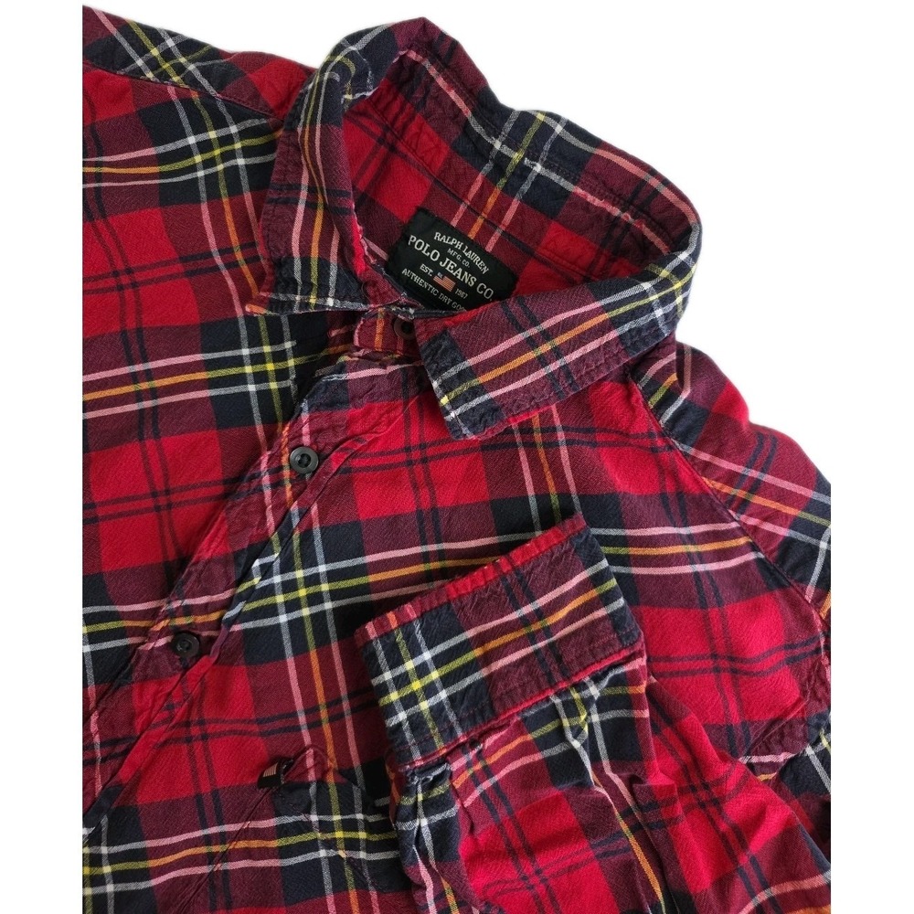 POLO Ralph Lauren Shirt Men's L RED Plaid Button Up Vintage 90s Y2K JEANS CO